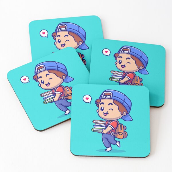 Item preview, Cute Boy Going to School with Books: Cartoon Vector Illustration designed and sold by hjian8219.