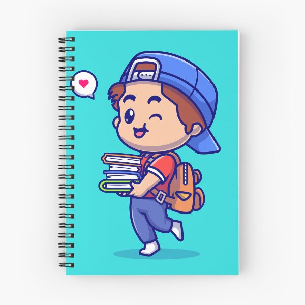 Item preview, Cute Boy Going to School with Books: Cartoon Vector Illustration designed and sold by hjian8219.