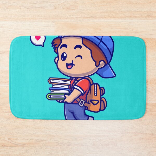 Item preview, Cute Boy Going to School with Books: Cartoon Vector Illustration designed and sold by hjian8219.