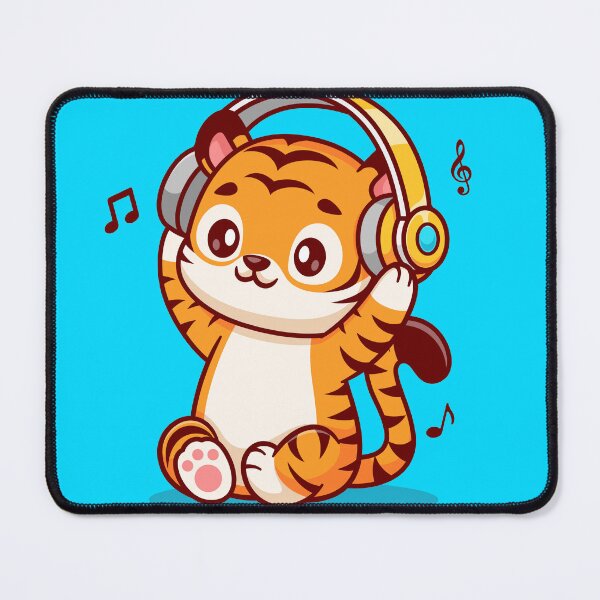 Item preview, Groovy Tiger Listening to Music: Cartoon Vector Illustration designed and sold by hjian8219.