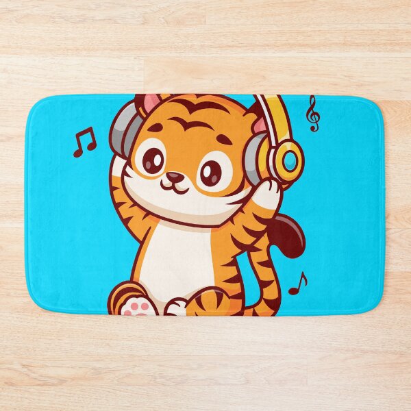 Item preview, Groovy Tiger Listening to Music: Cartoon Vector Illustration designed and sold by hjian8219.