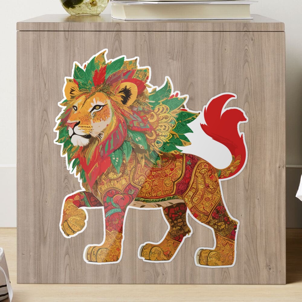 Sticker mural animal sauvage lion coloré - TenStickers