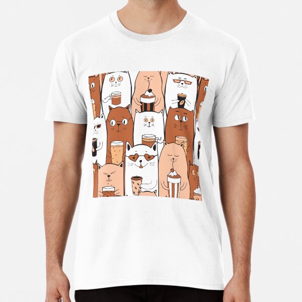 Item preview, cute cats drinking coffee designed and sold by FatBirdie.