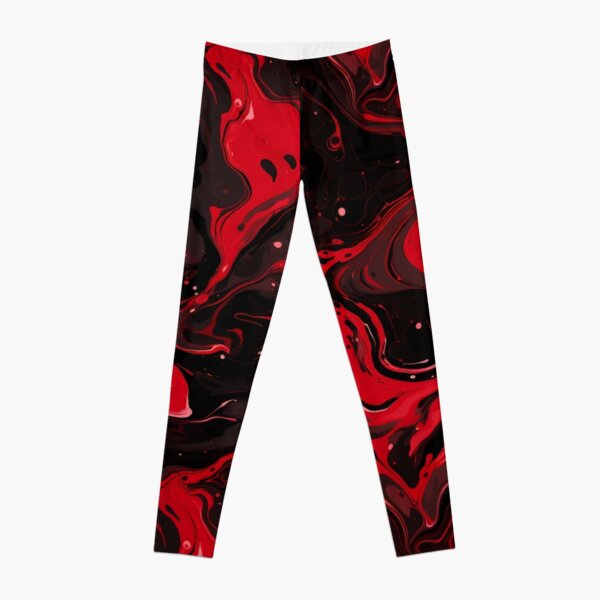 Disover Black And Red Marble Style Seamless Pattern | Leggings