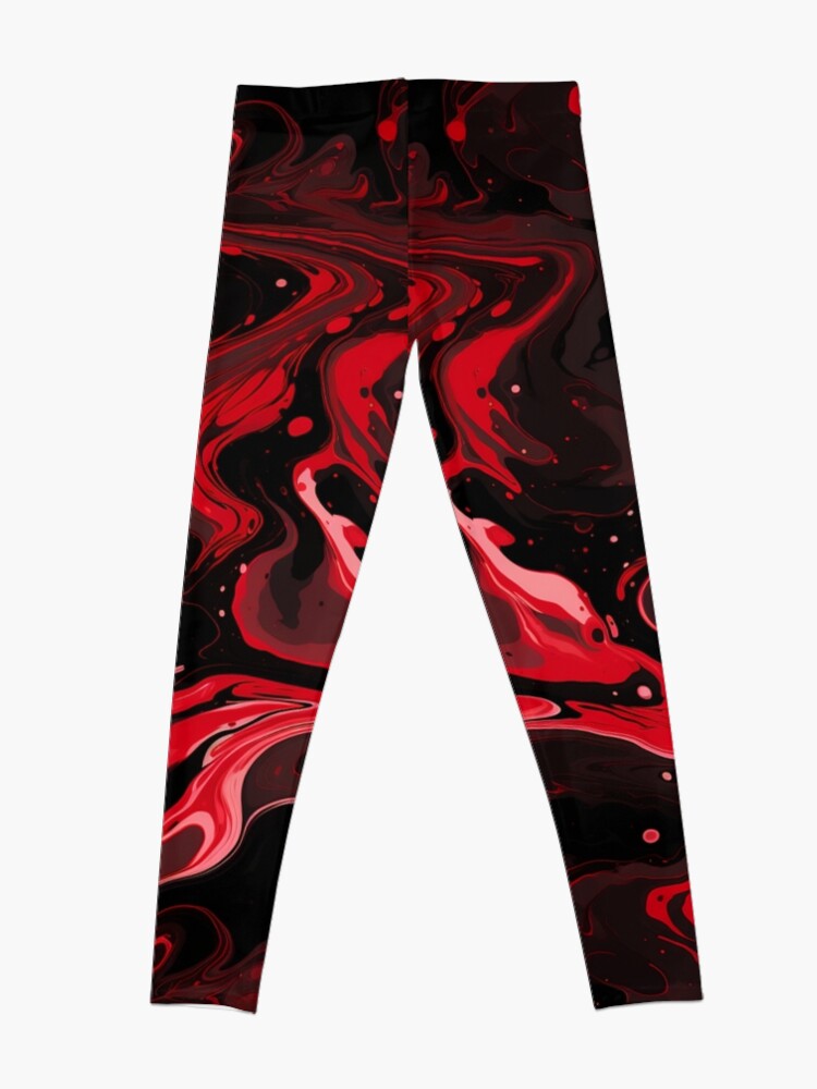 Disover Black And Red Marble Style Seamless Pattern | Leggings
