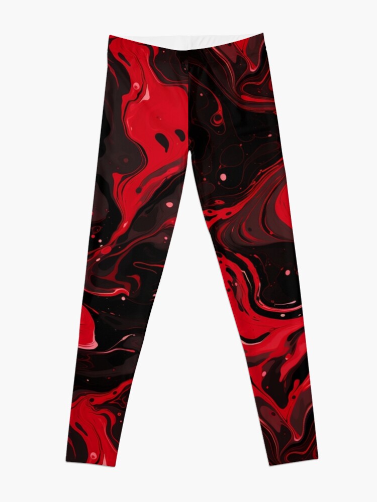 Discover Black And Red Marble Style Seamless Pattern | Leggings