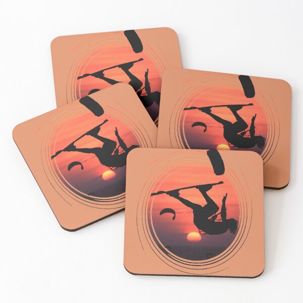 Item preview, Kitesurfer dando un salto mortal silueta negra y puesta de sol designed and sold by taiche.