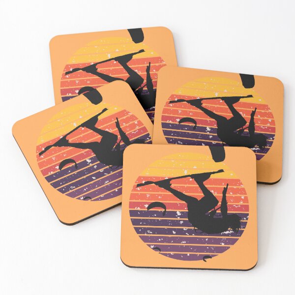 Item preview, Kitesurfer Somersaulting Black Silhouette Retro Sunset designed and sold by taiche.