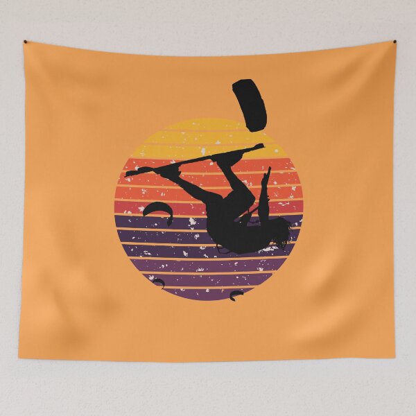 Item preview, Kitesurfer Somersaulting Black Silhouette Retro Sunset designed and sold by taiche.
