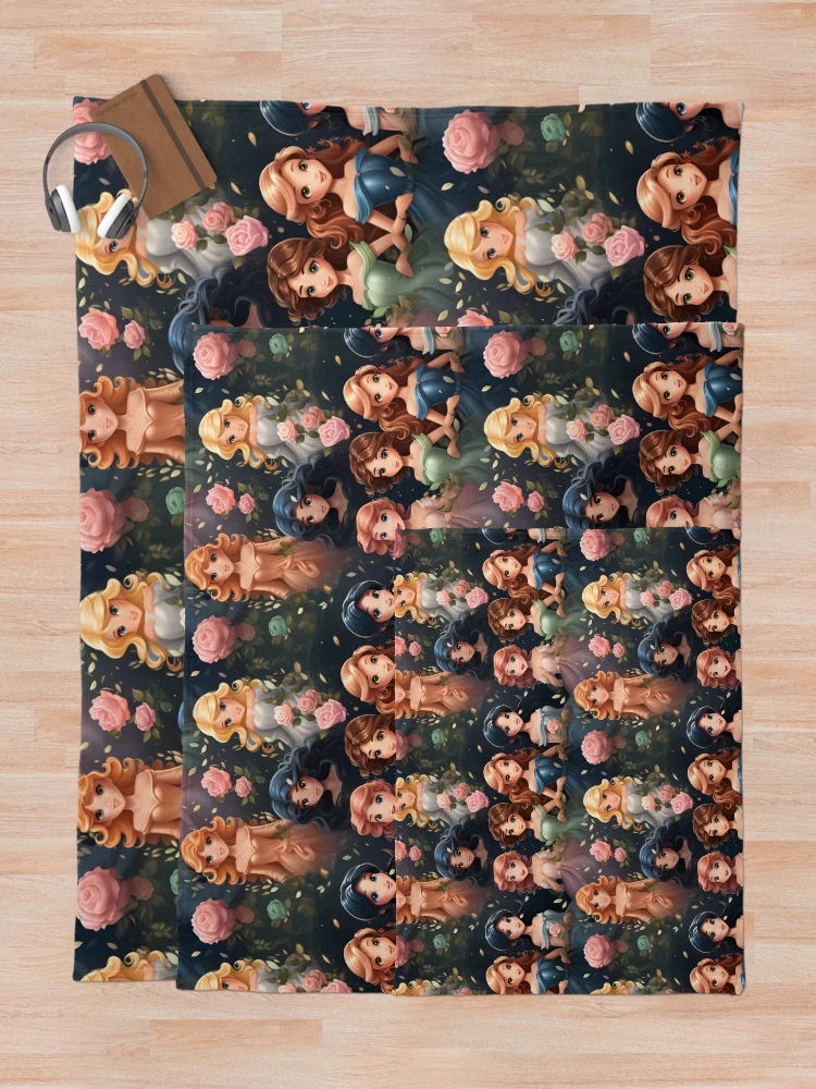 Thumbnail 5 of 6, Throw Blanket, Princesses Pattern 1 designed and sold by DigitalPatternx.