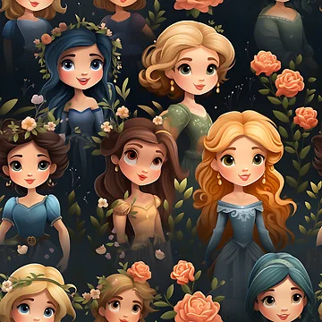 Artwork thumbnail, Princesses Pattern 2 by DigitalPatternx