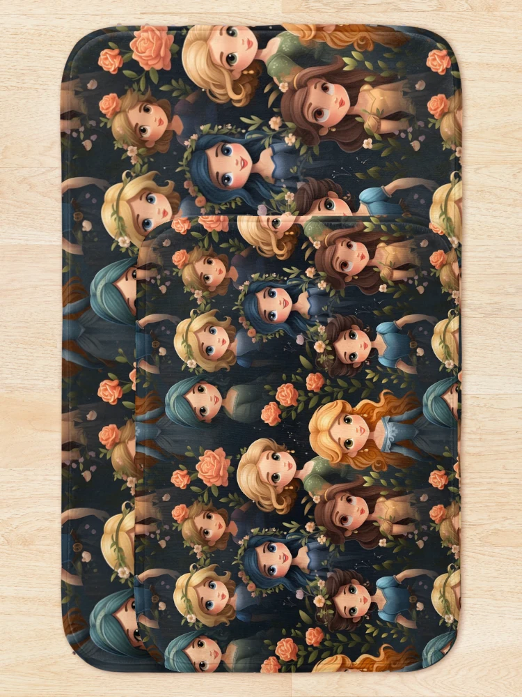 Thumbnail 5 of 6, Bath Mat, Princesses Pattern 2 designed and sold by DigitalPatternx.