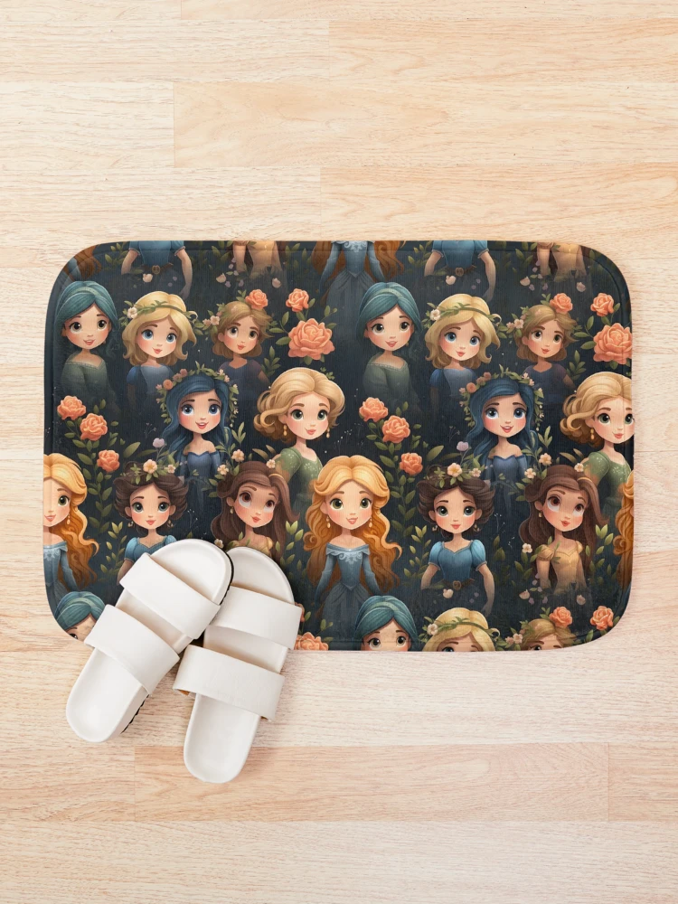 Thumbnail 1 of 6, Bath Mat, Princesses Pattern 2 designed and sold by DigitalPatternx.