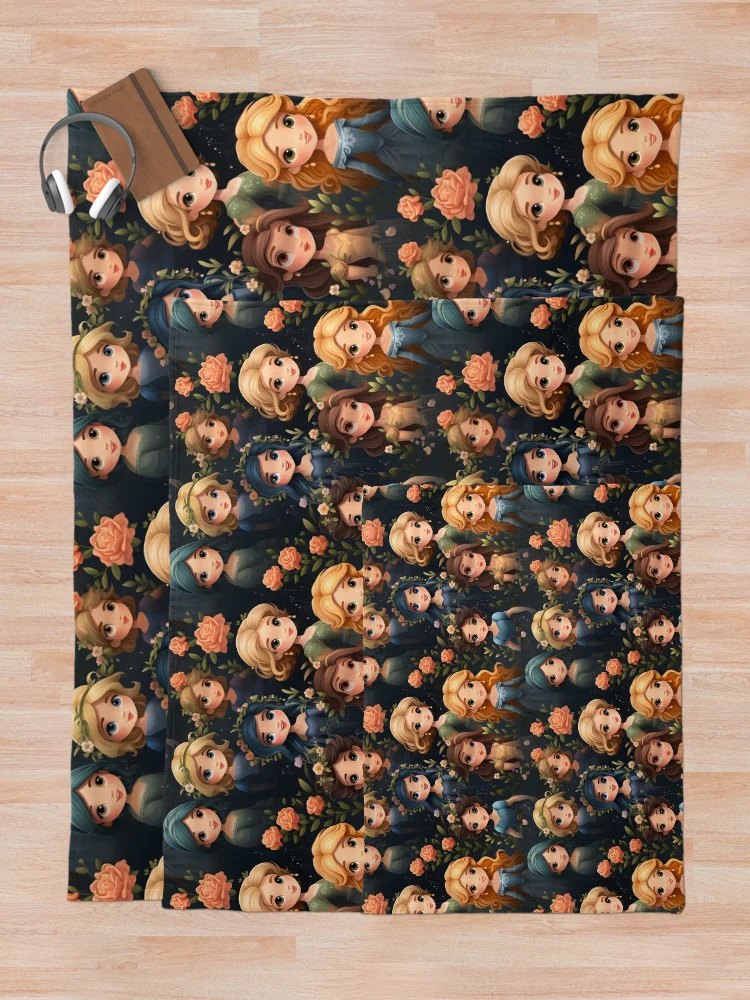 Thumbnail 5 of 6, Throw Blanket, Princesses Pattern 2 designed and sold by DigitalPatternx.