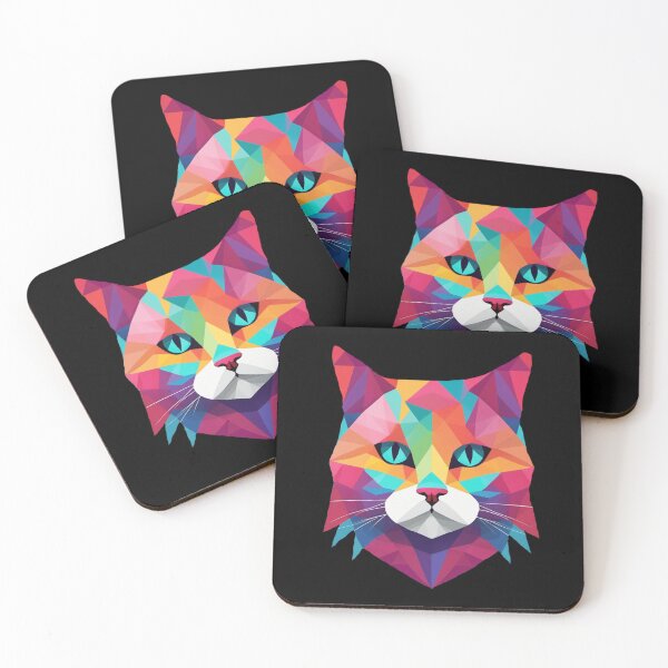 Item preview, Geometrical Cat, vibrant with blue eyes  designed and sold by BirdsnStuff.