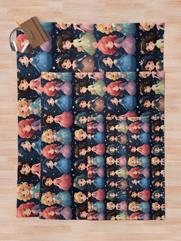 Thumbnail 5 of 6, Throw Blanket, Princesses Pattern 3 designed and sold by DigitalPatternx.