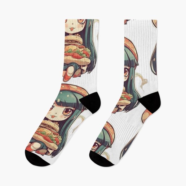 Item preview, Adorable Chibi manga girl with sandwich hamburger food designed and sold by PCGDrawing.