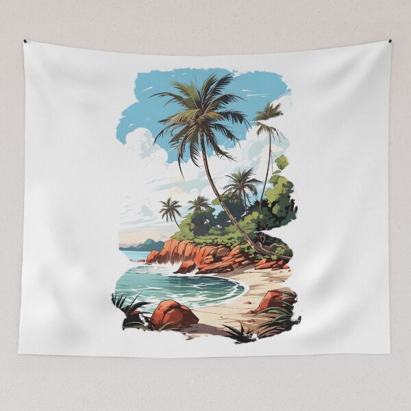 Item preview, Comic Coastal Escape - Cliffside View and Palm Tree designed and sold by BNCH44.