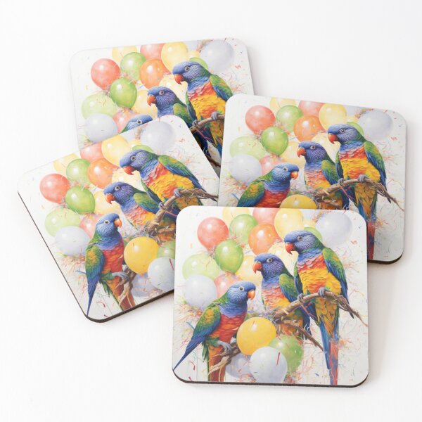 Item preview, Rainbow Lorikeet Party (A) - Celebration, Party, Birthday Greeting Card designed and sold by OddCorro.