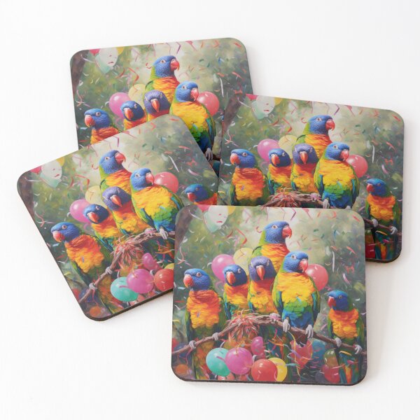 Item preview, Rainbow Lorikeet Party (B) - Celebration, Party, Birthday Greeting Card designed and sold by OddCorro.