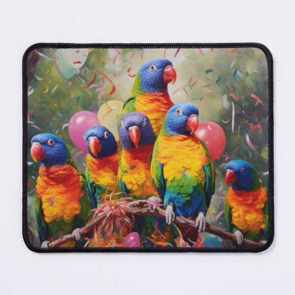 Item preview, Rainbow Lorikeet Party (B) - Celebration, Party, Birthday Greeting Card designed and sold by OddCorro.