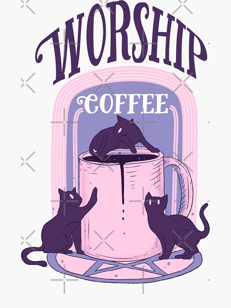 Thumbnail 3 of 3, Sticker, Worship coffee designed and sold by jess1586.