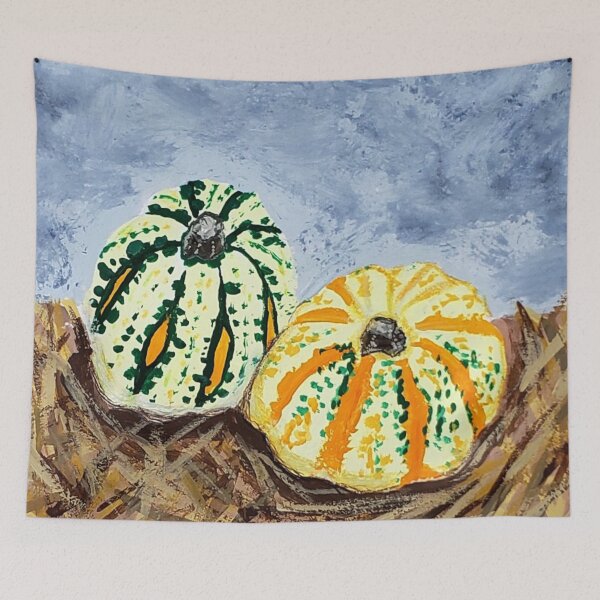 Item preview, Pumpkins on Hay Bale Painting designed and sold by KayleeRoseArt.