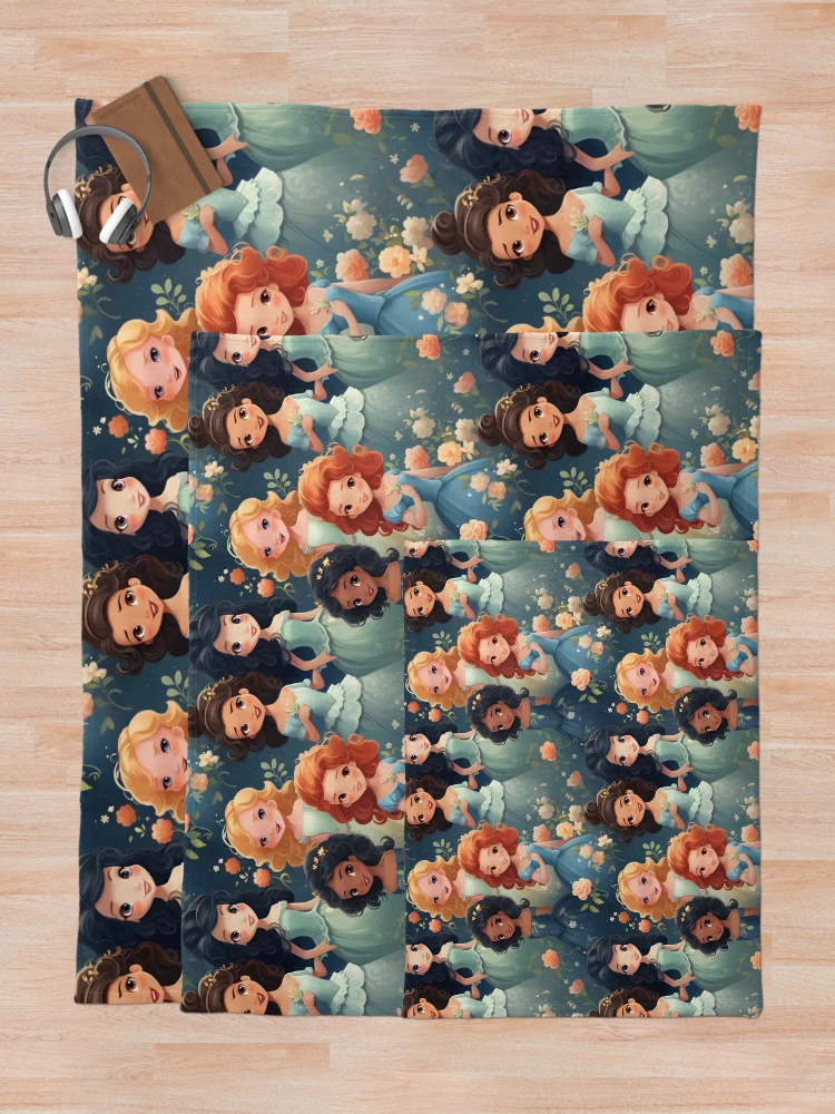 Thumbnail 5 of 6, Throw Blanket, Princesses Pattern 5 designed and sold by DigitalPatternx.