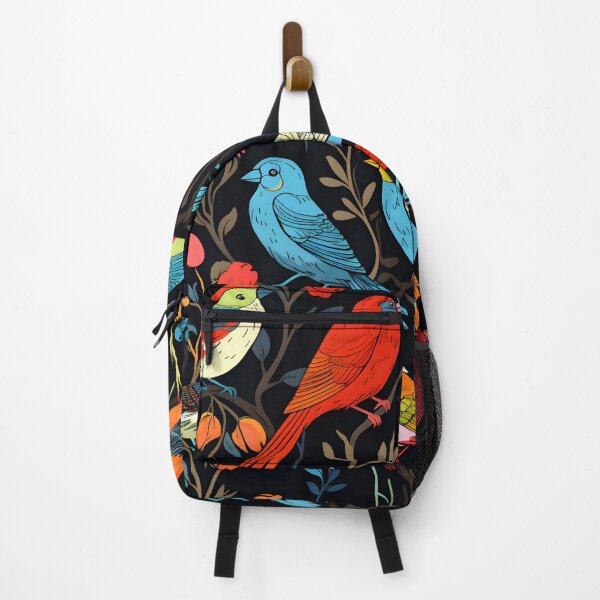 Item preview, Colorful birds on black background designed and sold by grebie.