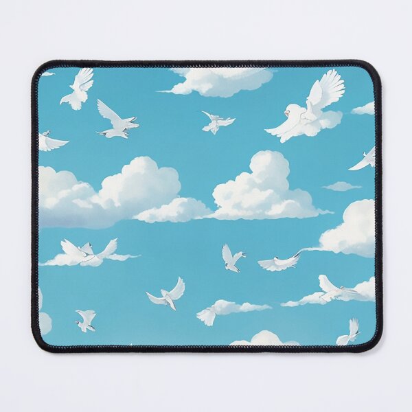 Item preview, Nature-Inspired Day Sky Pattern: Tranquil Blue Sky, Fluffy Clouds, Sun, and Birds designed and sold by CharmingChic.