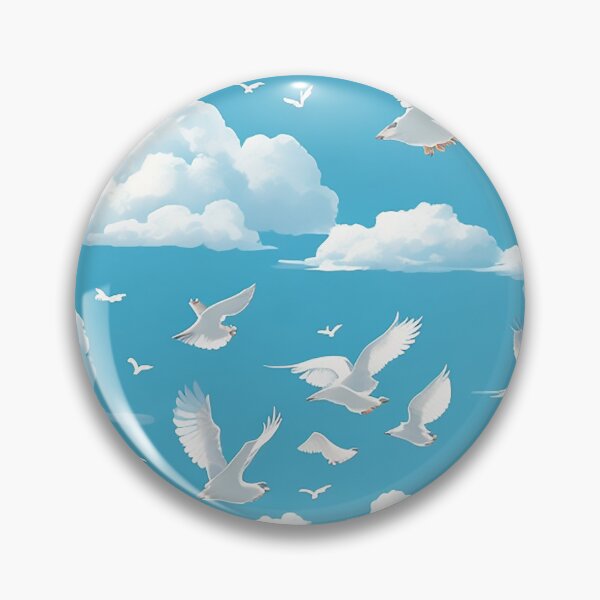 Item preview, Nature-Inspired Day Sky Pattern: Tranquil Blue Sky, Fluffy Clouds, Sun, and Birds designed and sold by CharmingChic.