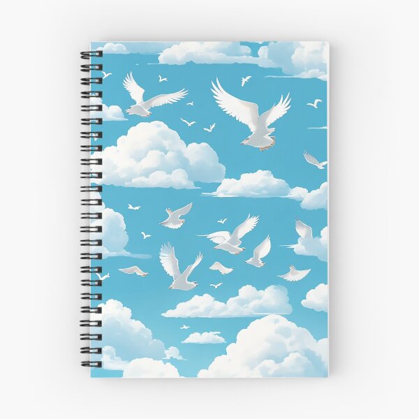 Aperçu de l'œuvre Nature-Inspired Day Sky Pattern: Tranquil Blue Sky, Fluffy Clouds, Sun, and Birds créée et vendue par CharmingChic.