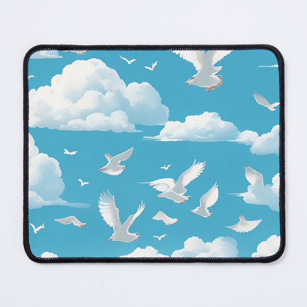 Item preview, Nature-Inspired Day Sky Pattern: Tranquil Blue Sky, Fluffy Clouds, Sun, and Birds designed and sold by CharmingChic.