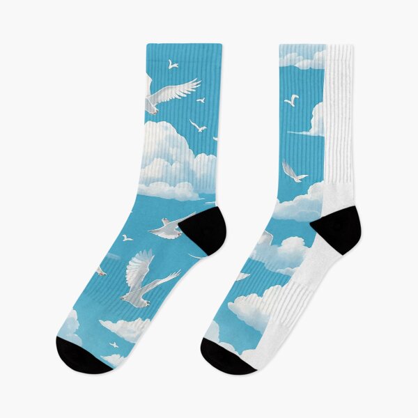 Item preview, Nature-Inspired Day Sky Pattern: Tranquil Blue Sky, Fluffy Clouds, Sun, and Birds designed and sold by CharmingChic.