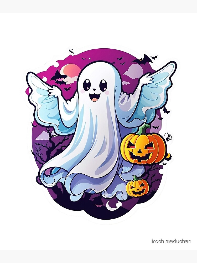 Kawaii Pumpkin Pals and Friendly Ghost Poster for Sale by irosh madushan