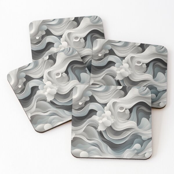 Item preview, Grey and White Wave / Cloud / Silk Pattern designed and sold by ArtDecoStore.