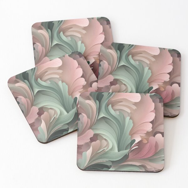 Item preview, Green and Pinkish Wave / Cloud / Floral Pattern designed and sold by ArtDecoStore.