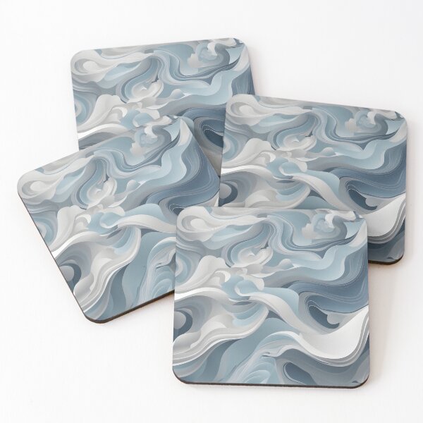 Item preview, White and Blue Wave / Cloud / Silk Pattern designed and sold by ArtDecoStore.