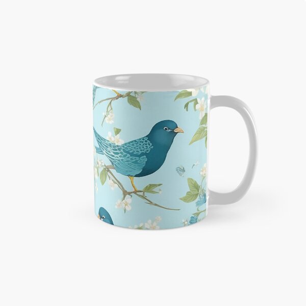 Item preview, Tranquil Blue Sky Upholstery Fabric with Graceful Flying Birds - Nature-Inspired Repeating Pattern for Peaceful Interiors designed and sold by CharmingChic.