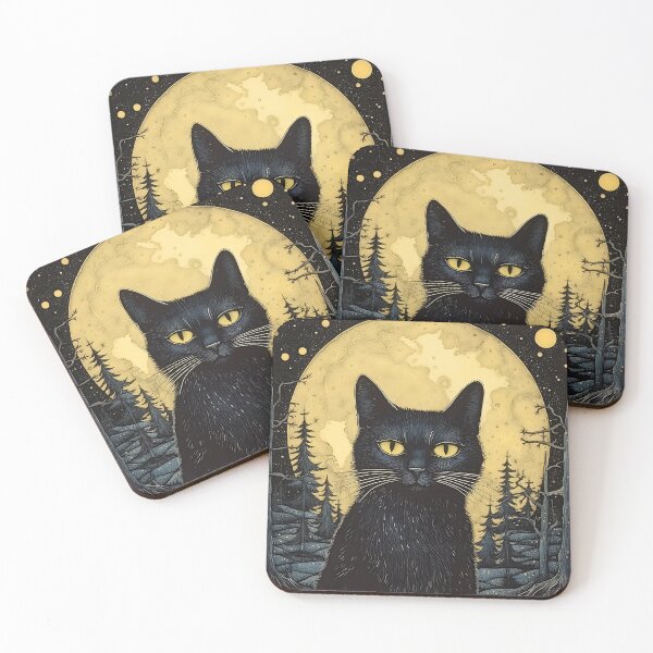 Item preview, Black Cat with Full Moon, Halloween designed and sold by Hibiskusmond.