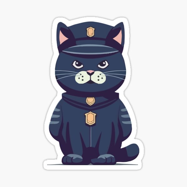 Police Cat Cute Cat Sticker Adorable Cat Sticker Happy 