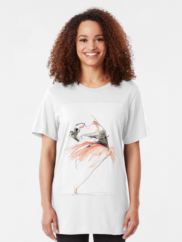 Alternate view of Expressive Dance Drawing Slim Fit T-Shirt