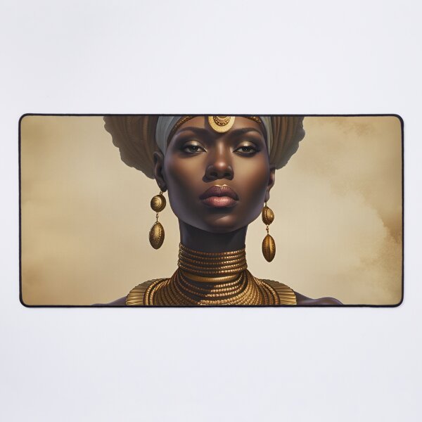 Item preview, Beautiful African Goddess with coiled fabric headdress and gold jewellery designed and sold by SirenSeventyOne.