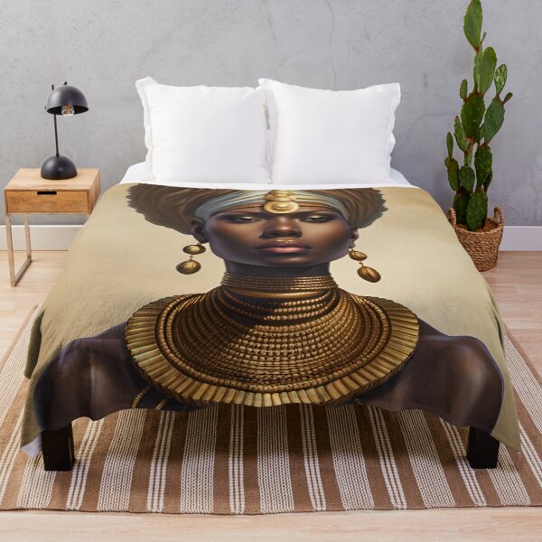 Item preview, Beautiful African Goddess with coiled fabric headdress and gold jewellery designed and sold by SirenSeventyOne.