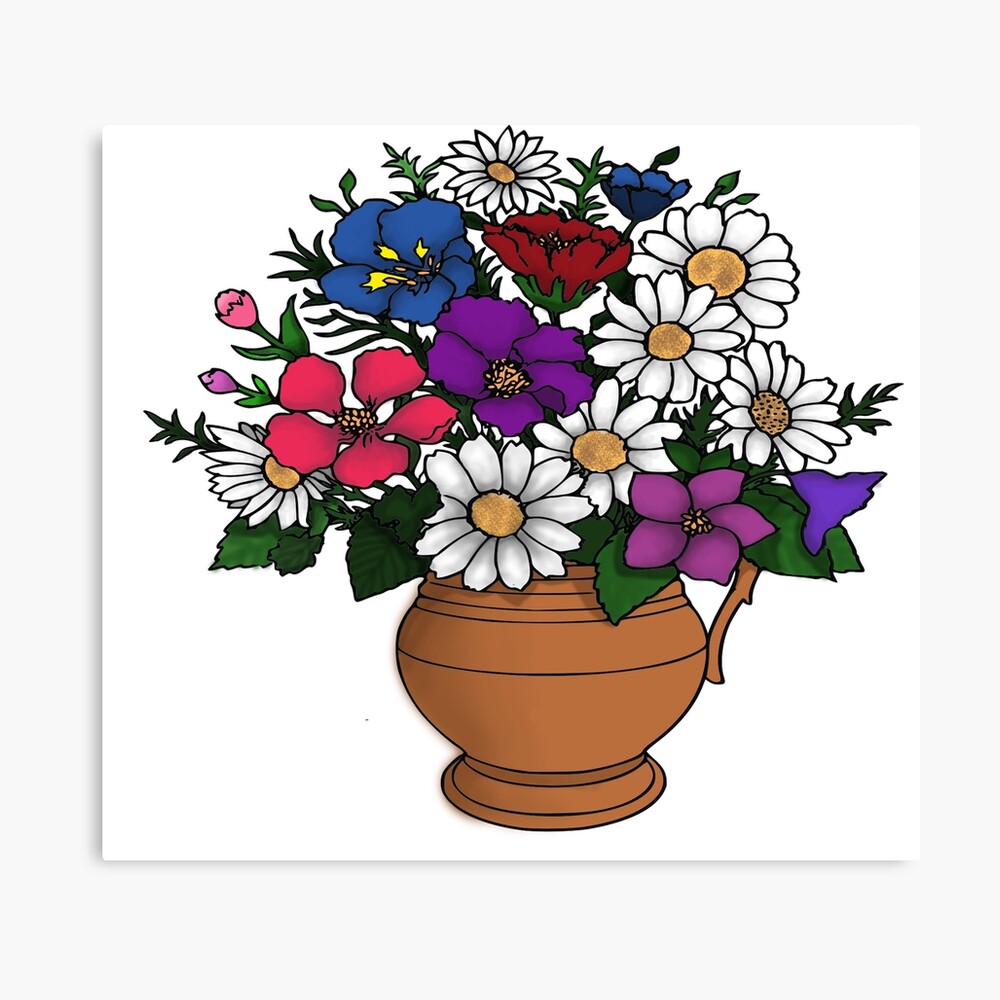 cute colorful flower vase drawing flowers