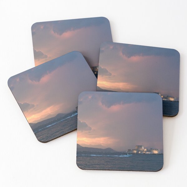Item preview, Sunset over the castle Bourtzi in Nafplio designed and sold by goceris.