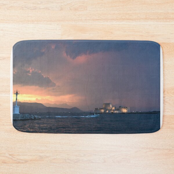 Item preview, Sunset over the castle Bourtzi in Nafplio designed and sold by goceris.
