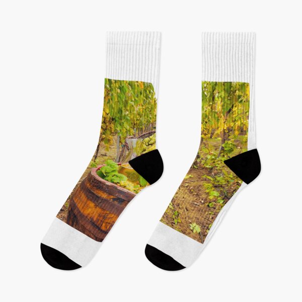 Item preview, White wine and grapes in vineyard autumn season designed and sold by goceris.
