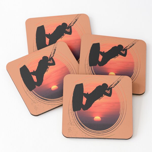 Item preview, Kitesurfing Action Kite And Surf Silhouette Sunset designed and sold by taiche.