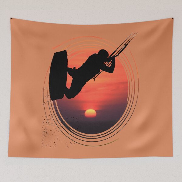 Item preview, Kitesurfing Action Kite And Surf Silhouette Sunset designed and sold by taiche.